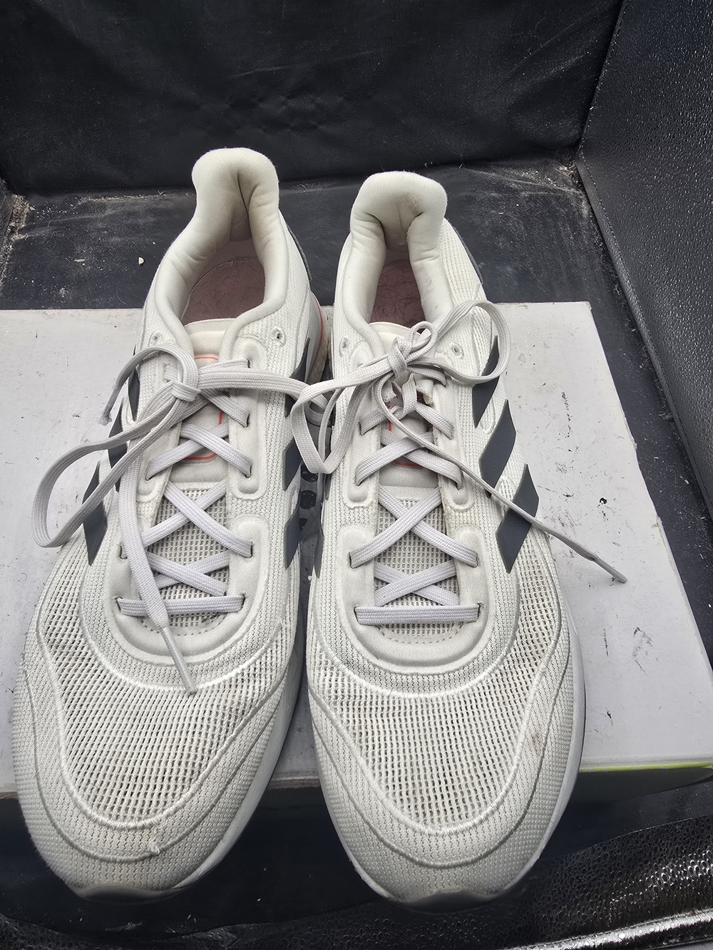 White Athletic Sneakers with Black Stripes